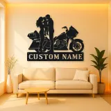Personalized Touring Motorcycle Family of Three Metal Wall Art