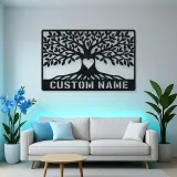Personalized Leafy Tree Metal Wall Art with Heart