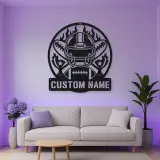 Personalized Football Helmet Trophy Flame Metal Wall Art