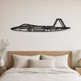 Silhouette d'avion F-22 Raptor en métal, Décoration murale aéronautique