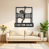 Personalized Volleyball Player Metal Wall Art with Spike Pose
