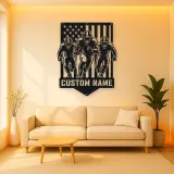 Personalized Three Football Players Flag Metal Wall Art