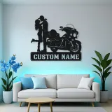 Personalized Touring Bagger Couple Metal Wall Art