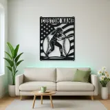 Personalized Female Softball Batter Vertical Flag Metal Wall Art