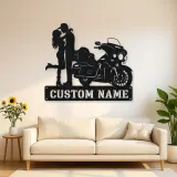 Personalized Touring Bagger Couple Metal Wall Art
