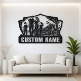 Personalized Family of Four Cruiser Motorcycle Metal Wall Art