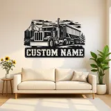 Personalized Grain Hopper Semi Truck Farm Metal Wall Art