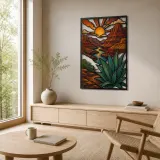 Southwest Canyon River with Agave at Sunrise Colorful Metal Wall Art