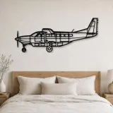 Silhouette en métal d'avion C208B Grand Caravan, Décoration murale en métal, Décor aéronautique, Cadeau pour aviateur