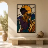 Black Woman Photographer in Mountain Landscape Colorful Metal Wall Art