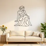 Sitzende Seitenblick Metall-Wandkunst | Feminine Figur Deko