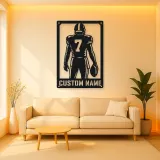 Personalized Number 7 Football Player Back View Metal Wall Art