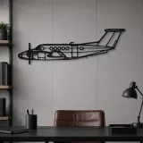 Silhouette en métal d'avion King Air B200, Décoration murale en métal, Décor aéronautique, Décor d'aviation