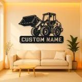 Personalized Compact Wheel Loader Raised Bucket Metal Wall Art