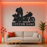 Personalized Touring Motorcycle Family of Three Metal Wall Art