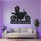 Personalized Modern Motorcycle Couple Metal Wall Art