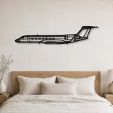 Insegna in metallo silhouette dell'aereo G550, Silhouette di aerei in metallo, Decorazione da parete aviatore