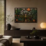 Tropical Greenhouse with Monstera and Bird of Paradise Colorful Metal Wall Art