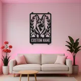 Personalized German Shepherd Metal Wall Art with Paw Prints