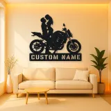 Personalized Modern Motorcycle Couple Metal Wall Art