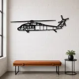 Silhouette en métal du UH-60L Black Hawk, Décoration murale en métal, Décor aéronautique, Décorateur aviateur
