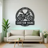 Personalized Cafe Racer Motorcycle Wrench Gear Metal Wall Art