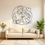 Coffee Morning Couple Metal Wall Art | Romantic Couple Decor