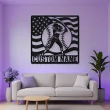 Personalized Female Softball Follow Through Flag Metal Wall Art