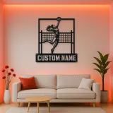 Personalized Volleyball Player Metal Wall Art with Spike Pose