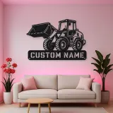 Personalized Compact Wheel Loader Raised Bucket Metal Wall Art