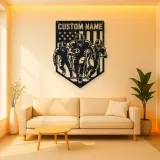 Personalized Three Football Players American Flag Metal Wall Art