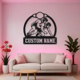 Personalized Wrestling Match Metal Wall Art with Belt Frame
