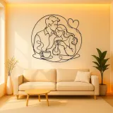 Coffee Morning Couple Metal Wall Art | Romantic Couple Decor