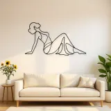 Décoration murale en métal Silhouette Latérale Allongée | Décor mural Figure Féminine