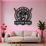 Personalized Number 54 Football Player Flame Metal Wall Art