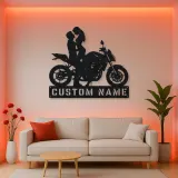 Personalized Modern Motorcycle Couple Metal Wall Art