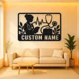 Personalized Doctor Nurse Metal Wall Art with Stethoscope