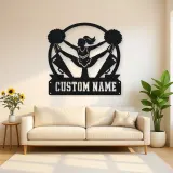 Personalized Cheerleader Metal Wall Art with Pom-Poms