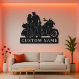 Personalized Touring Motorcycle Family of Four Metal Wall Art
