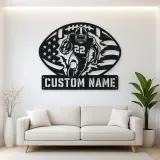 Personalized Number 22 Running Back American Flag Metal Wall Art