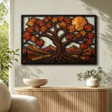 Autumn Maple Tree of Life in Mountains Colorful Metal Wall Art