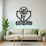 Personalized Baseball Pitcher Windup Metal Wall Art