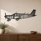 Silhouette d'avion PA-32-260 Cherokee Six en métal, Décoration murale en métal, Décor aéronautique, Décor d'aviation