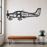 Silhouette in Metallo dell'Aereo SR22T GTS, Insegna in Metallo, Decorazione da Parete Aeronautica, Decorazione per Aviatori
