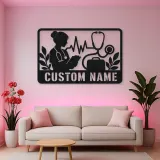 Personalized Doctor Nurse Metal Wall Art with Stethoscope