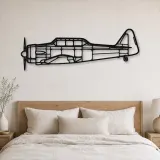 Silhouette d'avion T-6G Texan en métal, Décoration murale en métal, Décor aéronautique, Décor d'aviation