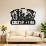 Personalized Family of Four Cruiser Motorcycle Metal Wall Art