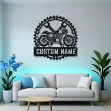 Personalized Cafe Racer Motorcycle Wrench Gear Metal Wall Art
