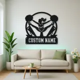 Personalized Cheerleader Metal Wall Art with Pom-Poms