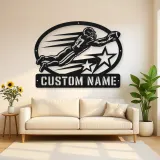 Personalized Number 87 Diving Receiver Stars Metal Wall Art